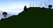 electrical line in mountains illustration
