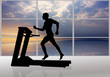 Man runs on a treadmill
