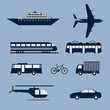 set of  9 transportation icons