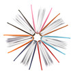 Top view of colorful books in a circle