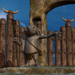 Fantasie Hase an einem Portal