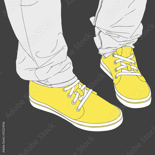 Vector: Legs in sneakers. Fashion vector illustration Legs in sneakers. Fashion vector illustration