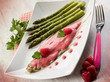 Photo: sole fish with raspberry cream and asparagus sole fish with raspberry cream and asparagus