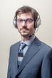 businessman with headphone and microphone