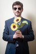 elegant man with daisies