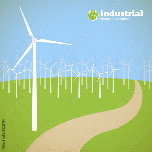 Vector: Clean energy concept with wind generators Clean energy concept with wind generators