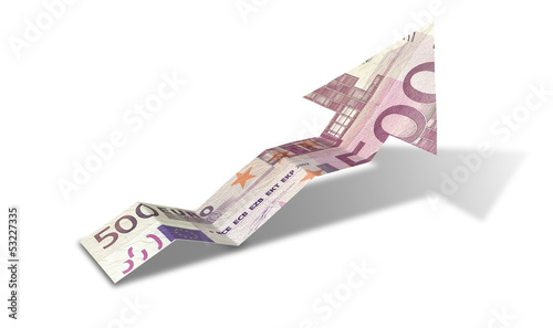 Illustration: Euro Bank Note Upward Trend Arrow Euro Bank Note Upward Trend Arrow