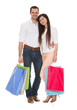 Photo: Portrait Of Young Couple Holding Shopping Bag Portrait Of Young Couple Holding Shopping Bag