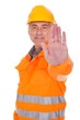 Man Showing Stop Sign