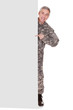 Mature Soldier Showing On Blank Placard