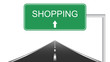 Shopping green roadsign