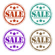 Four coloured sale stamps