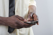 African-American man using smartphone
