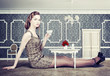 woman in little room