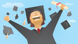 Happy graduate and caps up in the air