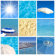 Collage soleil plage piscine