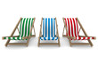 Illustration: Three deckchair on white background. Isolated 3D image Three deckchair on white background. Isolated 3D image