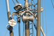 Iron mast with rigging of a fishing ship