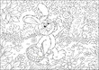 Vektor: Rabbit carrying his basket with mushrooms Rabbit carrying his basket with mushrooms