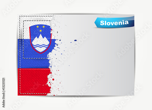 Vector: Stitched Slovenia flag with grunge paper frame for your text. Stitched Slovenia flag with grunge paper frame for your text.