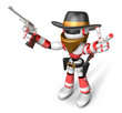 3D Red Robot villain the right hand guides and the left hand is