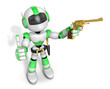 3D Green Robot cowboy the left hand best gesture and right hand