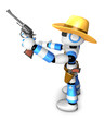 3D Blue Robot sheriff the left hand guides and the right hand is