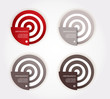 Four colored paper circles with place for your own text.