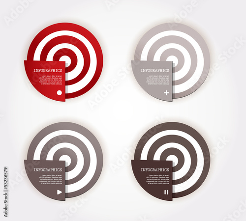 Vector: Four colored paper circles with place for your own text. Four colored paper circles with place for your own text.