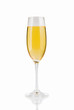 Glass of champagne on a white background