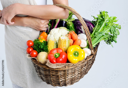 Photo: Basket full of healthy raw vegetables from the market Basket full of healthy raw vegetables from the market