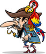 pirate with parrot cartoon illustration