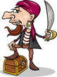 pirate with treasure cartoon illustration