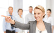 Photo: businesswoman pointing her finger businesswoman pointing her finger