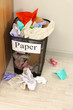 Bucket for waste sorting  on room background