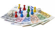 Spielfiguren auf Geld