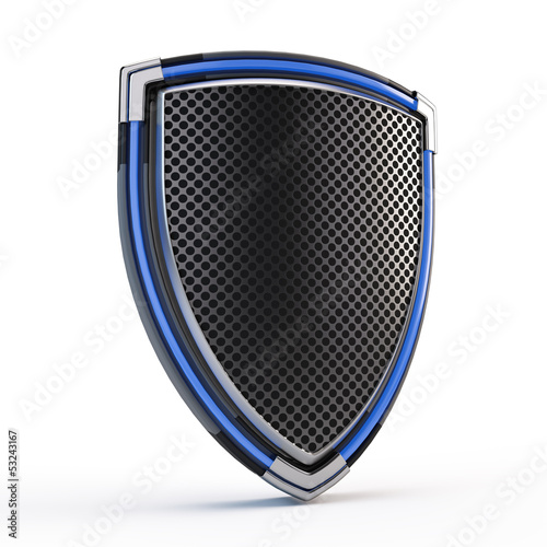 Photo: Shield isolated on white Shield isolated on white