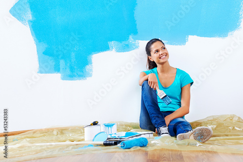 Photo: blue paint portrait blue paint portrait