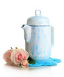Antique white teapot isolated on white