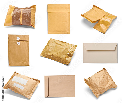 Photo: mail package envelope box used open postal mail package envelope box used open postal