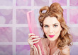 Beautiful hairstyle model with beauty hair comb
