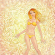 Blonde girl on yellow background