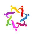 Teamwork 7 people colorful logo vector