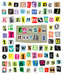 Vector Ransom Note #3- Cut Paper Letters, Numbers, Symbols