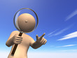 I observe something with magnifying glass.