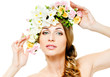 beautiful woman with flowers in her hair