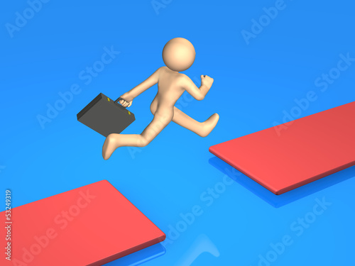 Illustration: Business man got over the pinch. Business man got over the pinch.