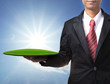 business man holding land for sale