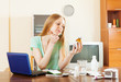 young woman reading about medications