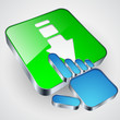 Download button with blue hand cursor